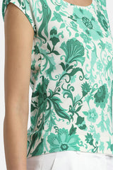 COPERTURA GREEN FLORAL KNIT TOP