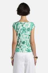 COPERTURA GREEN FLORAL KNIT TOP