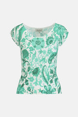 COPERTURA GREEN FLORAL KNIT TOP
