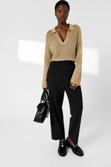 ALIETTE BLACK FLUID 7/8 TROUSERS