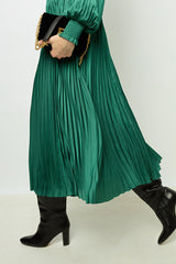 CARRY PLEATED SATIN MAXI SKIRT