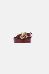 DANIELINA RED SLIM CROCODILE PRINT LEATHER BELT