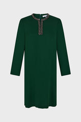 STERNA GREEN JEWEL COLLAR MINI DRESS
