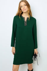 STERNA GREEN JEWEL COLLAR MINI DRESS