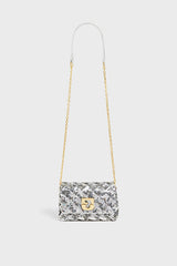 LE MINI FANNY SILVER MINI SEQUIN CROSSBODY BAG