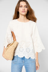 UMEIKA EMBROIDERED LINEN TUNIC