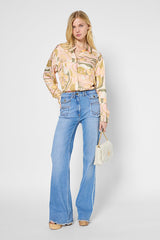 USHAUNA KHAKI PRINTED BLOUSE