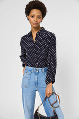 USARI NAVY POLKA DOT BLOUSE