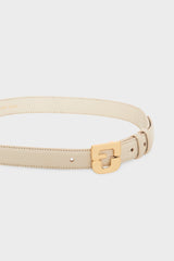 LE LAUREN ECRU SIGNATURE LEATHER BELT