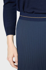 VIOLETA NAVY PLEATED MIDI SKIRT