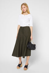 VESPER KHAKI COTTON TRAPEZE SKIRT
