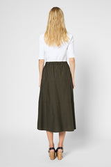 VESPER KHAKI COTTON TRAPEZE SKIRT