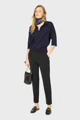 LIANA BLACK ELASTICATED BACK STRAIGHT TROUSERS