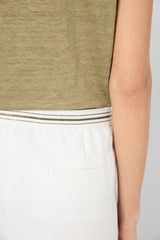 LOUISE ECRU ELASTICATED BACK STRAIGHT TROUSERS