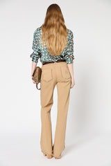 ANNA FRINGED SAND FLARED JEANS