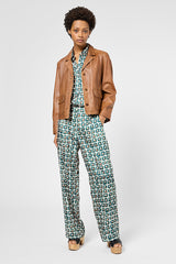LARISA GREEN GEOMETRIC PRINT TROUSERS