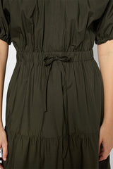 PURITY KHAKI PLAIN COTTON MAXI DRESS