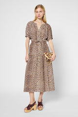 PERLE LEOPARD PRINT FLOWING COTTON DRESS
