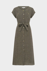PASCALE WAISTED LINEN MAXI DRESS
