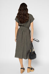 PASCALE WAISTED LINEN MAXI DRESS