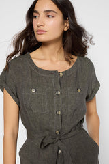 PASCALE WAISTED LINEN MAXI DRESS