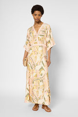 PERRINE KHAKI PRINTED DRESS
