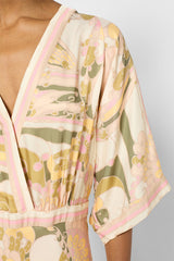 PERRINE KHAKI PRINTED DRESS