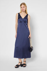 PHILIPPINE NAVY MAXI SATIN DRESS