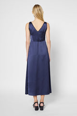 PHILIPPINE NAVY MAXI SATIN DRESS