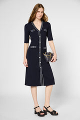 PITA NAVY MICROFIBER BUTTONED DRESS