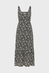 PAGET TWO TONE BLACK FLORAL MAXI DRESS