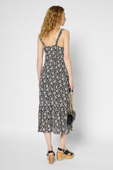 PAGET TWO TONE BLACK FLORAL MAXI DRESS