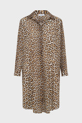 PINA LEOPARD PRINT COTTON SHIRT DRESS