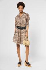PINA LEOPARD PRINT COTTON SHIRT DRESS