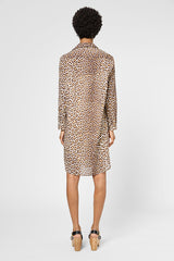 PINA LEOPARD PRINT COTTON SHIRT DRESS