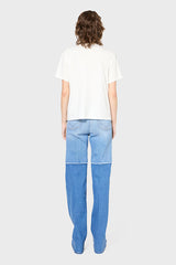 GWENN WHITE JEWELLED SHOULDER COTTON T-SHIRT