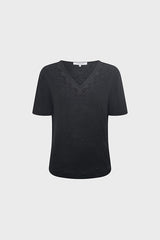 GALATEA EMBROIDERED COLLAR LINEN T-SHIRT