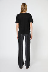 GALATEA EMBROIDERED COLLAR LINEN T-SHIRT