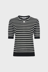 JANNA BLACK CONTRASTING STRIPE FINE SWEATER