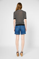 JANNA BLACK CONTRASTING STRIPE FINE SWEATER