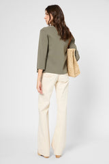 JANEL KHAKI MICROFIBER CARDIGAN
