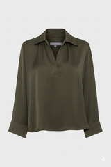 ALINA KAKI FLOWING SATIN SHIRT