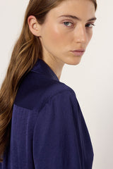ALINA NAVY FLOWING SATIN SHIRT