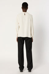 ANAIS PINK BEIGE RUFFLED SOFT BLOUSE