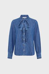 ALIA JABOTS DENIM SHIRT