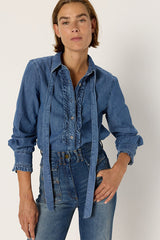 ALIA JABOTS DENIM SHIRT