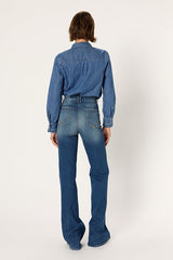 ALIA JABOTS DENIM SHIRT