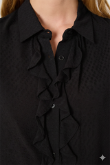 ADELE BLACK JABOTS JACQUARD SHIRT