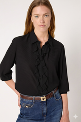 ADELE BLACK JABOTS JACQUARD SHIRT