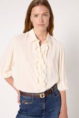 ADELE ECRU JABOTS JACQUARD SHIRT